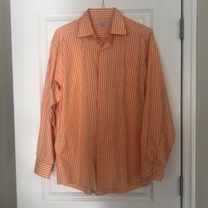 NWOT Alex Cannon Orange & White Long Sleeve Button Down Shirt. 16 1/2 / 34/35